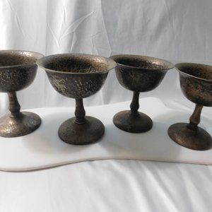 Antique Pick Barth Goblet 18% Nickel Silver Chalice Cups Lot of 4
